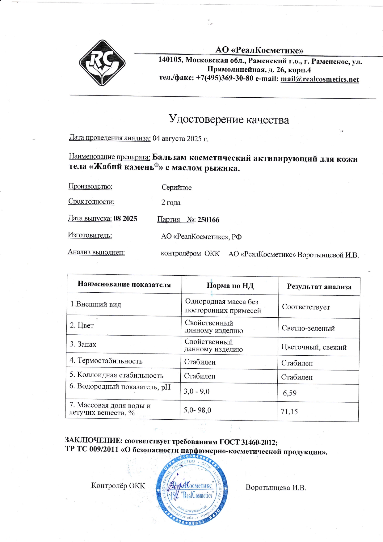 Паспорт №250166